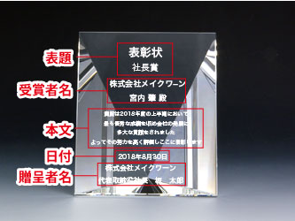 初めての表彰担当者様必見 表彰盾の文言基本ルール クリスタルガラス記念品なら東京銀座メイクワン