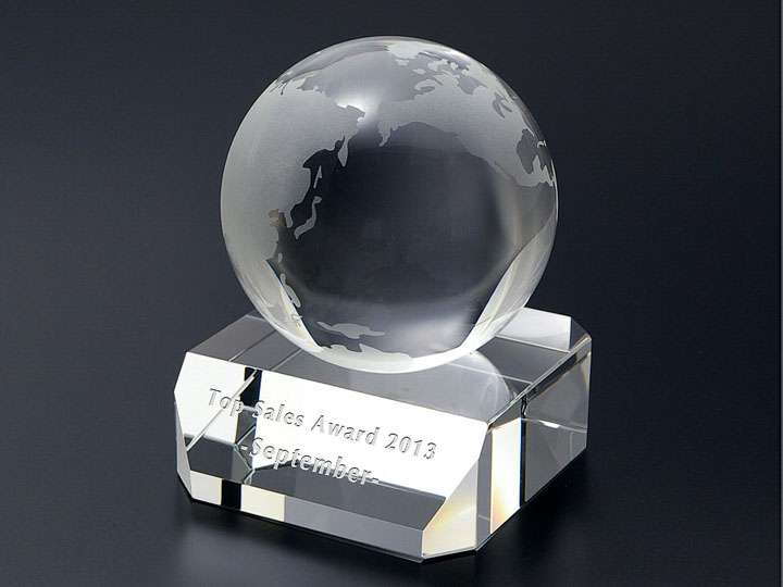【クリスタルガラス記念品】クリスタル地球儀オーナメント（大サイズ）CG80-BS