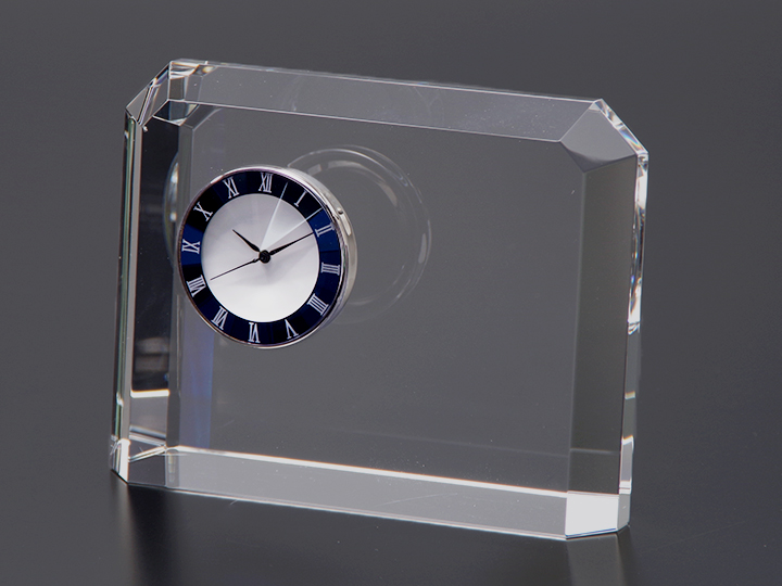 【クリスタルガラス表彰記念品】クリスタル時計オーナメント<br />COWC-110x85<br />￥12,000