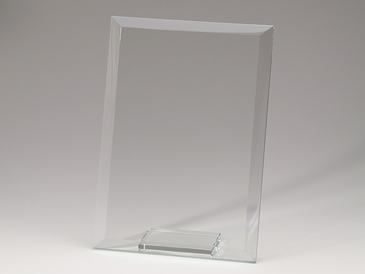 【クリスタルガラス表彰記念品】クリア・プレート表彰盾（面取タイプ）<br />CP8B-A5<br />￥11,000