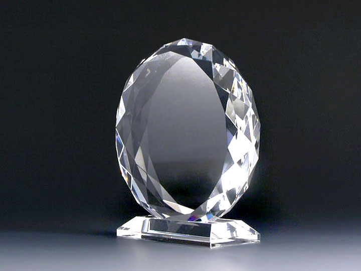【クリスタルガラス表彰記念品】ラウンド・カット・クリスタル表彰盾<br />RTC-140<br />￥14,000