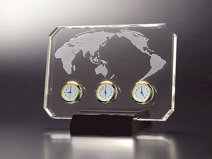 【クリスタルガラス記念品】Crystal World Clock COWC-15EC-A6