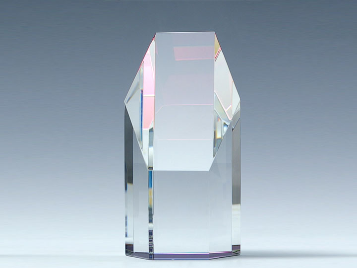 【クリスタルガラス記念品】レインボー・ヘキサゴン・トロフィー 中 H6T-145-W/CO