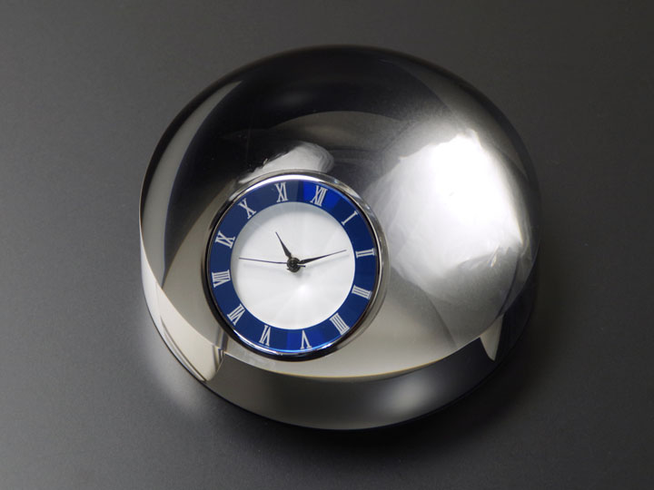 【クリスタルガラス表彰記念品】時計付きルーペ<br />RU-WC-65-BLUE<br />￥9,500