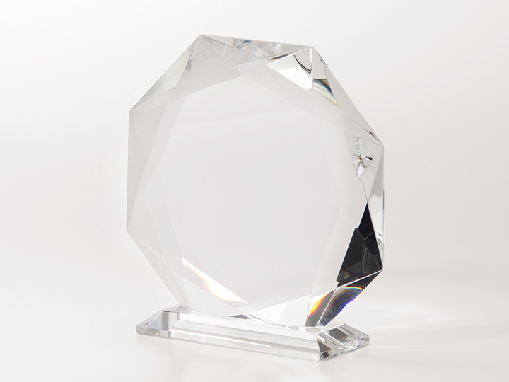 【クリスタルガラス表彰記念品】オクタゴン・クリスタル表彰盾<br />RT8C-140x18-A<br />￥13,000