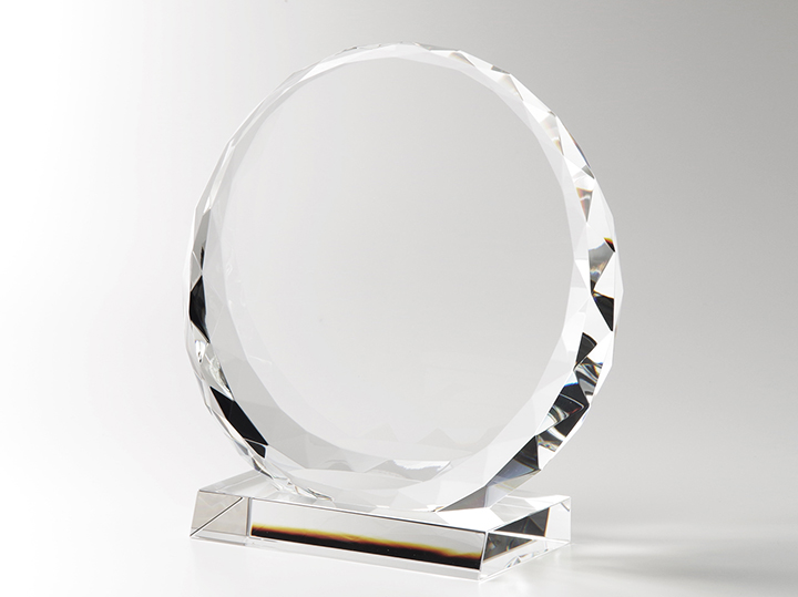 【クリスタルガラス表彰記念品】ラウンド・シェイプ・クリスタル表彰盾　大<br />BCT-180<br />￥26,000