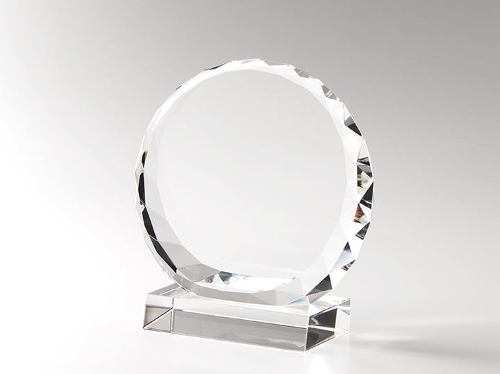 【クリスタルガラス表彰記念品】ラウンド・シェイプ・クリスタル表彰盾　中<br />BCT-160<br />￥20,000