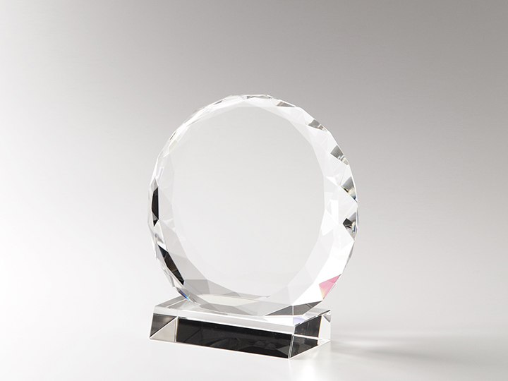 【クリスタルガラス表彰記念品】ラウンド・シェイプ・クリスタル表彰盾　小<br />BCT-140<br />￥16,000