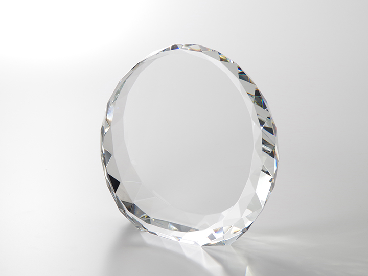 【クリスタルガラス表彰記念品】シンプル・ラウンド・シェイプ表彰盾　中<br />CBAT-160<br />￥18,000