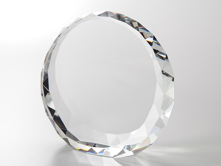 【クリスタルガラス表彰記念品】シンプル・ラウンド・シェイプ表彰盾　大<br />CBAT-180<br />￥24,000