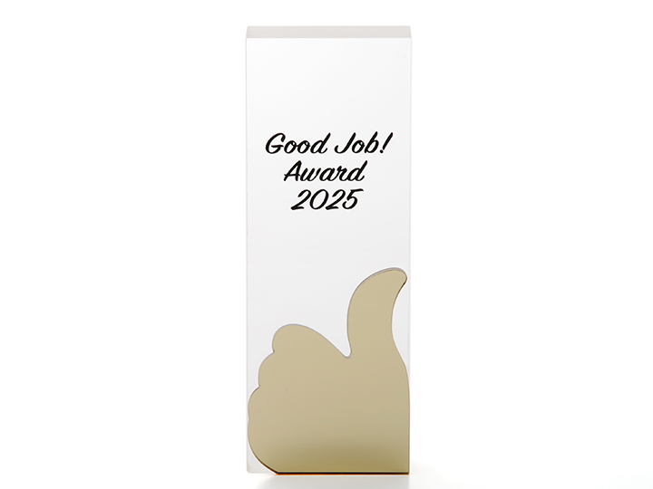 【クリスタルガラス記念品】ゴールドミラー・グッジョブ・トロフィー　ATGJ-GOLD-220